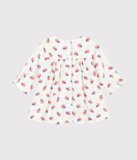 Baby-Mädchen-Kleid aus gedoppeltem Jersey mit Print weiss LAIT/weiss MULTICO