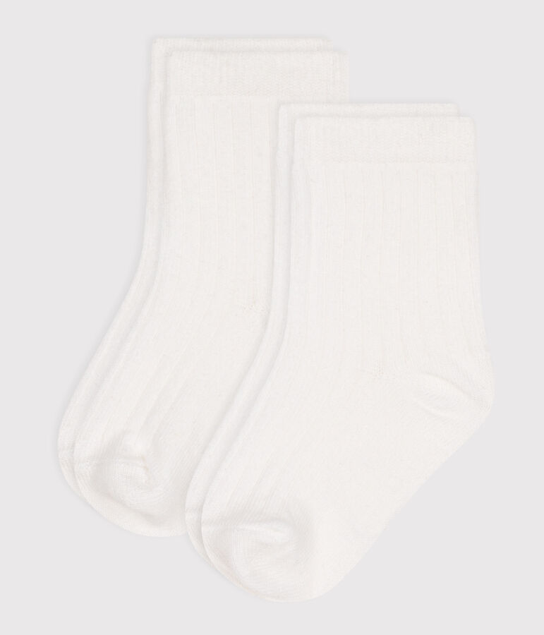 2er-Set Baby-Socken aus einfarbiger Baumwolle vielfarbig
