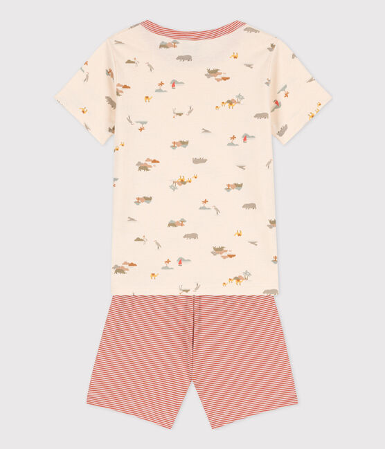 Kinder-Kurzpyjama aus Baumwolle mit Tiermotiv weiss AVALANCHE/ MULTICO