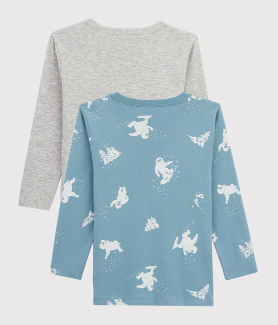 2er-Set langärmlige T-Shirts mit Yeti-Print für kleine Jungen variante 1