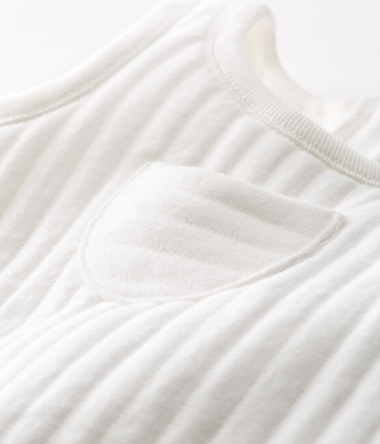 Lange Baby-Latzhose aus gestepptem Doppeljersey für Jungen weiss MARSHMALLOW