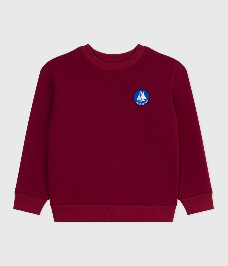Kinder-Sweatshirt aus einfarbiger Baumwolle rot