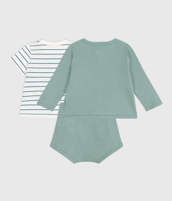 3-teiliges Newborn-Set aus Baumwolle mit einem zitronengelb gestreiften T-Shirt  PAUL/ MULTICO