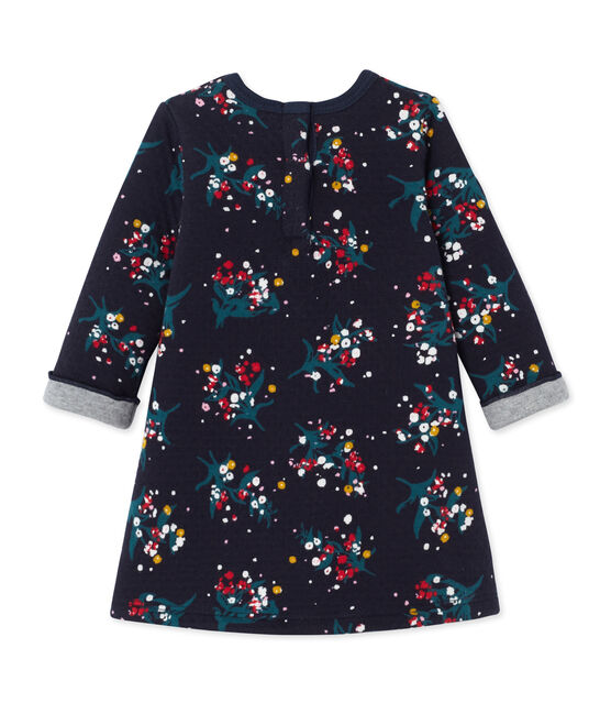 Baby-Mädchen-Kleid aus gedoppeltem Jersey mit Print blau SMOKING/weiss MULTICO