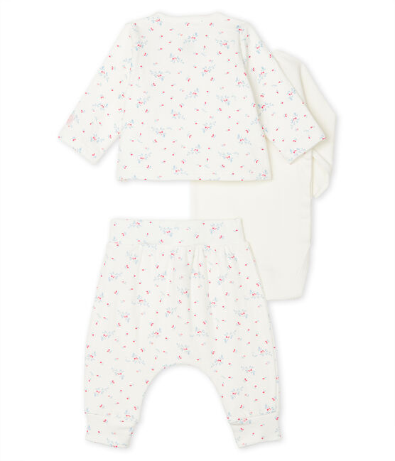 3-teiliges Baby-Set aus Doppeljersey, Unisex weiss MARSHMALLOW/weiss MULTICO