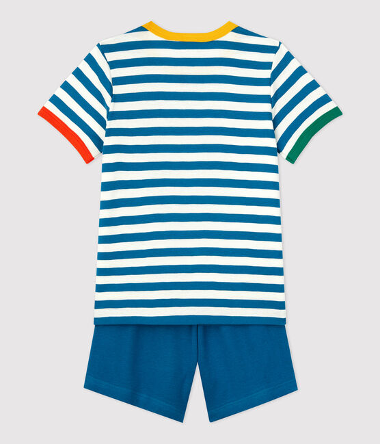 Kinder-Kurzpyjama aus Baumwolle mit Streifen für Jungen MALLARD/ MARSHMALLOW