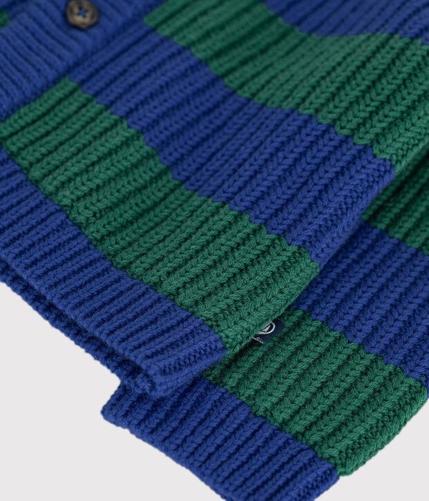 Baby-Cardigan aus Woll- und Baumwollstrick mit Streifen vielfarbig/gr&uuml;n