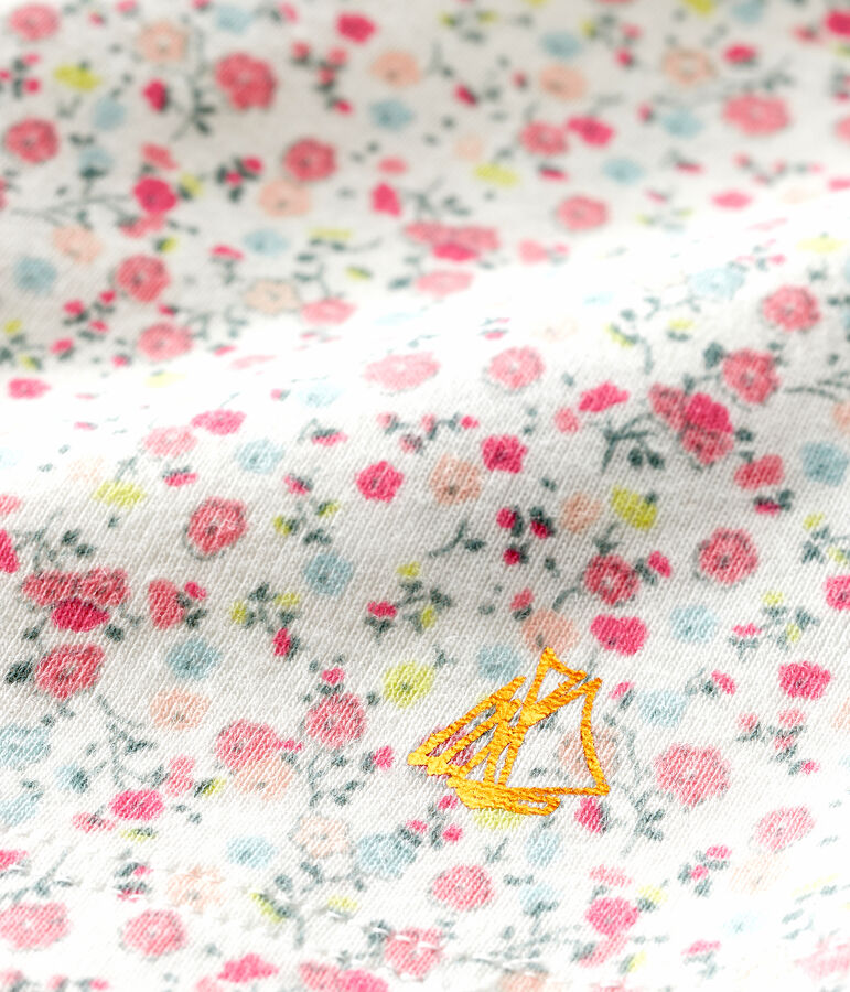 Gemustertes kurz&auml;rmeliges Baby-Kleid f&uuml;r M&auml;dchen weiss/vielfarbig