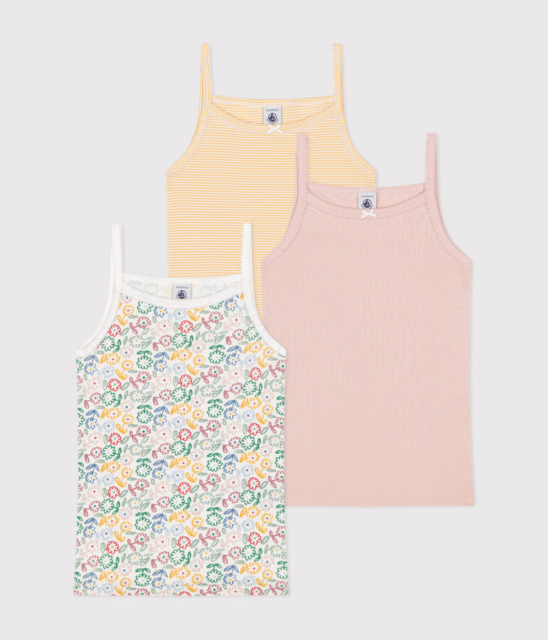 3er-Set Kinder-Spaghetti-Tops mit Blumenmotiv vielfarbig