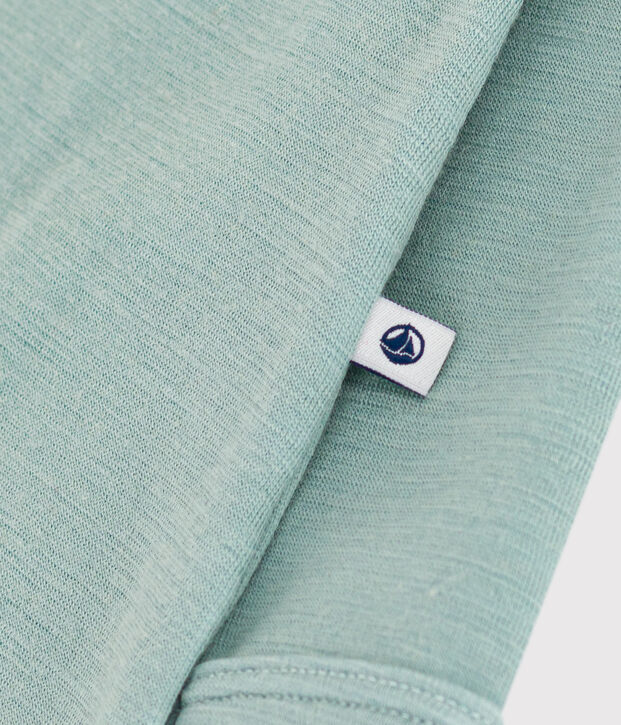 Baby-Body mit langen Beinen aus Wolle und Baumwolle gr&uuml;n