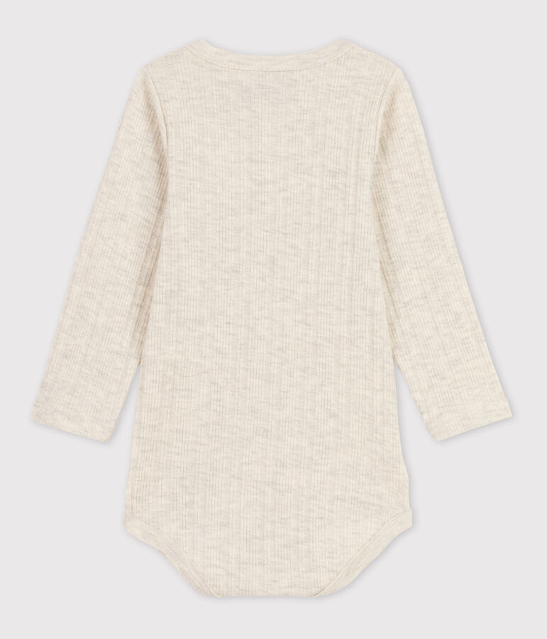 Lang&auml;rmeliger Baby-Body aus Baumwolle mit Tunikaausschnitt beige