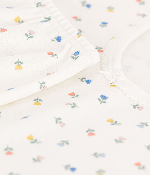Kinderpyjama aus Baumwolle in eng geschnittener Passform f&uuml;r M&auml;dchen weiss/vielfarbig