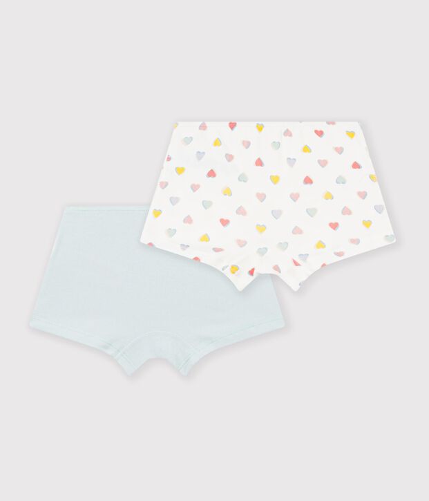 Set langer Kinder-Shortys aus Baumwolle mit Herzmotiv vielfarbig