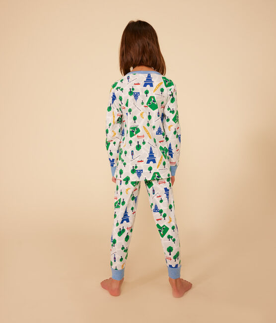 Kinderpyjama aus Baumwolle mit Paris-Printmotiv weiss MARSHMALLOW/weiss MULTICO