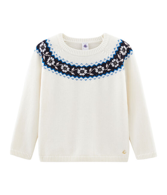 Kinder-Pullover Mädchen weiss MARSHMALLOW/weiss MULTICO