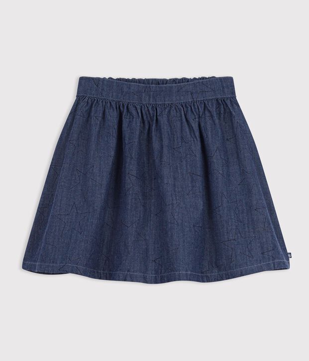 Kurzer Rock aus Denim mit Sternmotiv blau