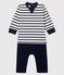 Langer Baby-Overall in Zweiteileroptik für Jungen weiss MARSHMALLOW/blau SMOKING