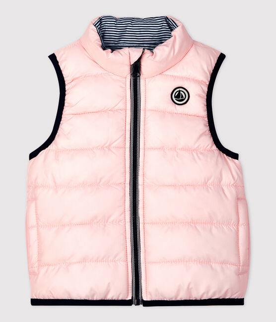 Ärmellose Baby-Steppjacke, wendbar, aus recyceltem Polyester rosa MINOIS