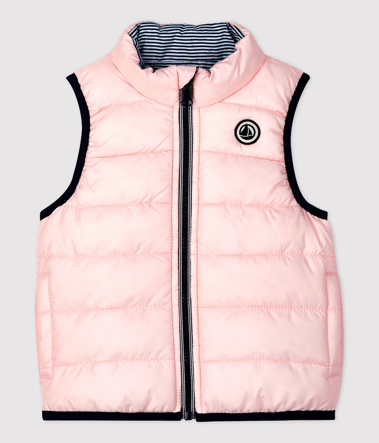 &Auml;rmellose Baby-Steppjacke, wendbar, aus recyceltem Polyester rosa