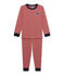 Jungen-Schlafanzug mit Milleraies-Ringelmuster rot FROUFROU/beige COQUILLE