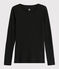Damen-T-Shirt aus Wolle und Baumwolle schwarz NOIR