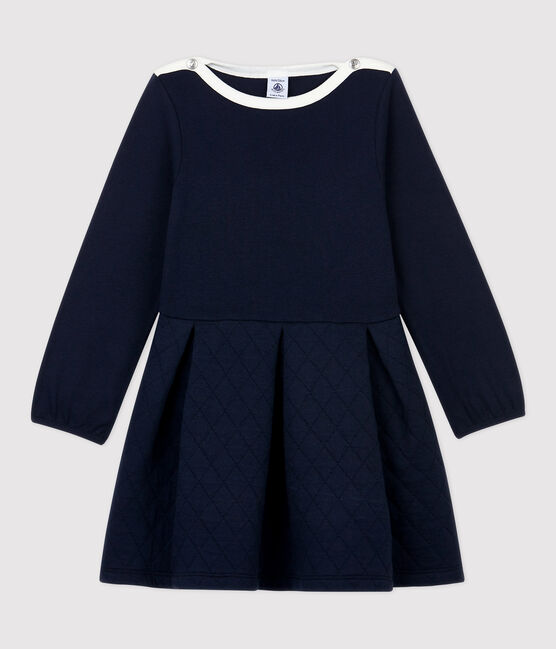 Langärmeliges Kinderkleid für Mädchen blau SMOKING
