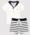 Zweiteiliges Baby-Set für Jungen weiss MARSHMALLOW/blau SMOKING