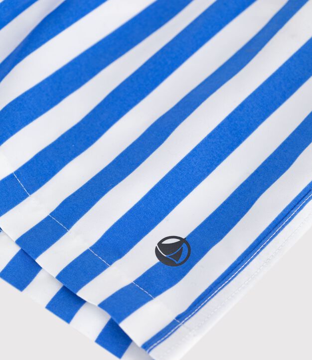 Kinder-Badeshorts mit Streifen blau/weiss