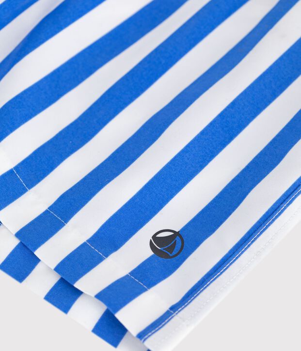 Kinder-Badeshorts mit Streifen blau/weiss