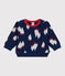 Baby-Sweatshirt aus Baumwolle mit großem Schiffmotiv blau MEDIEVAL/weiss MULTICO