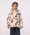 Kapuzenjacke f&uuml;r Kinder aus Sherpa mit Blumenmuster naturfarben/vielfarbig