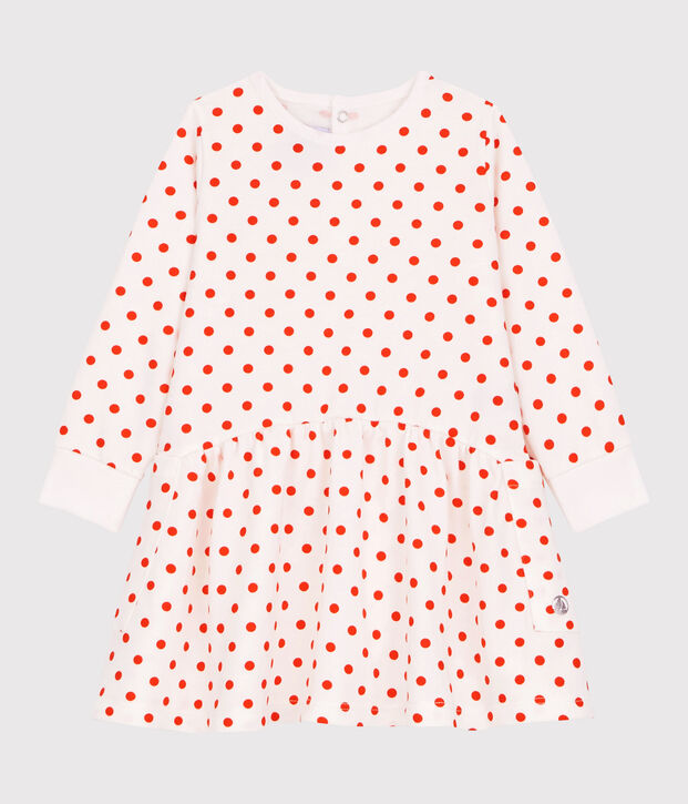 Baby-Kleid aus Molton f&uuml;r M&auml;dchen weiss/orange