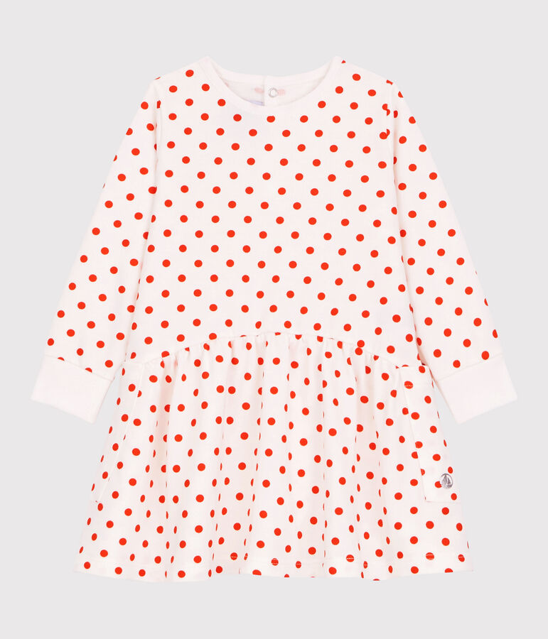 Baby-Kleid aus Molton f&uuml;r M&auml;dchen weiss/orange