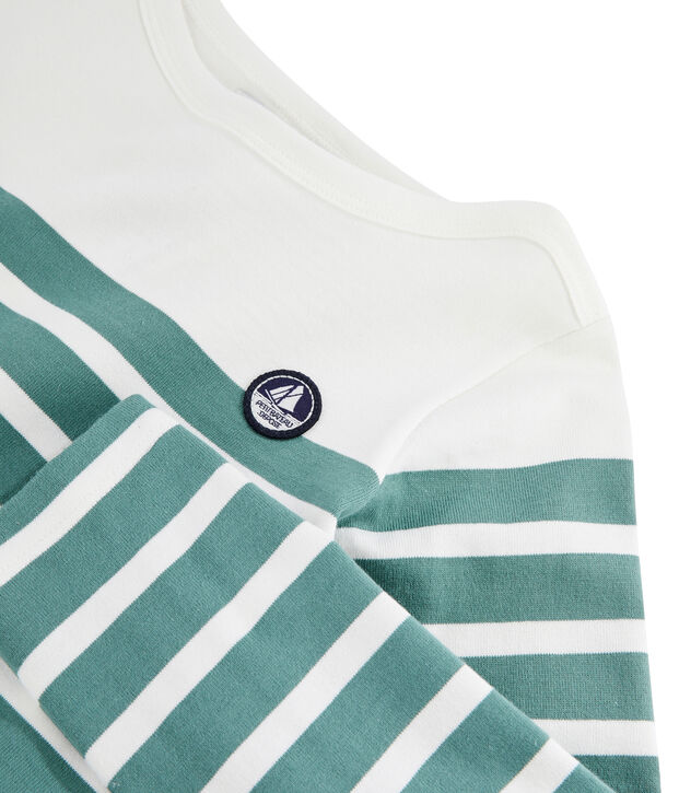 Kinder-Matrosenshirt aus Jersey weiss/gr&uuml;n