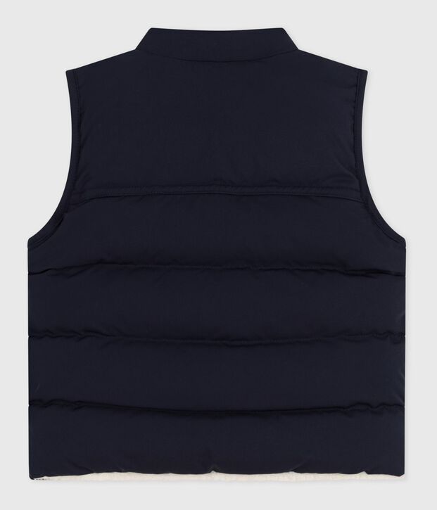 &Auml;rmellose Baby-Weste zum Wenden blau/naturfarben