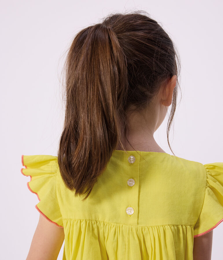 Kurz&auml;rmeliges Kinder-Kleid aus Baumwolle gelb