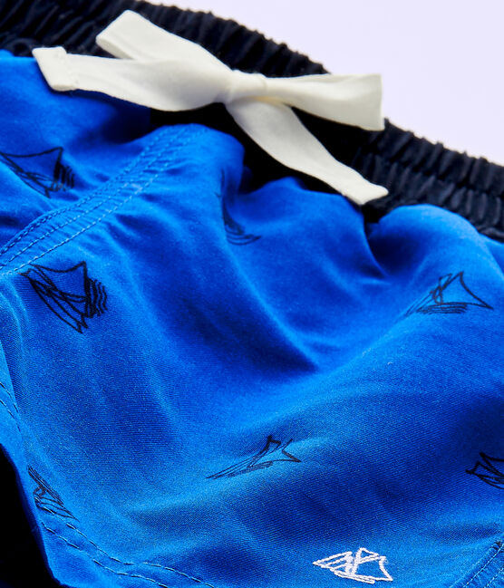 Bedruckte Baby-Jungen-Strandshorts blau PERSE/blau SMOKING