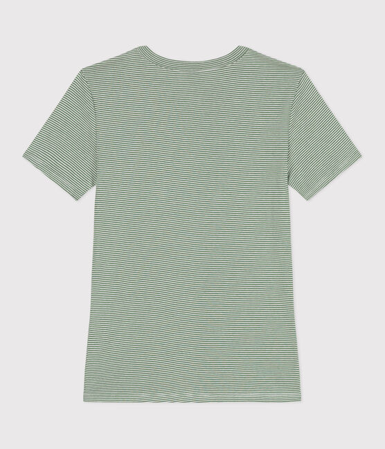 Damen-T-Shirt L'Iconique aus Baumwolle mit Streifen PALMERAIE/ MARSHMALLOW