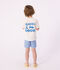 Kinder-Badeshorts mit Streifen blau/weiss