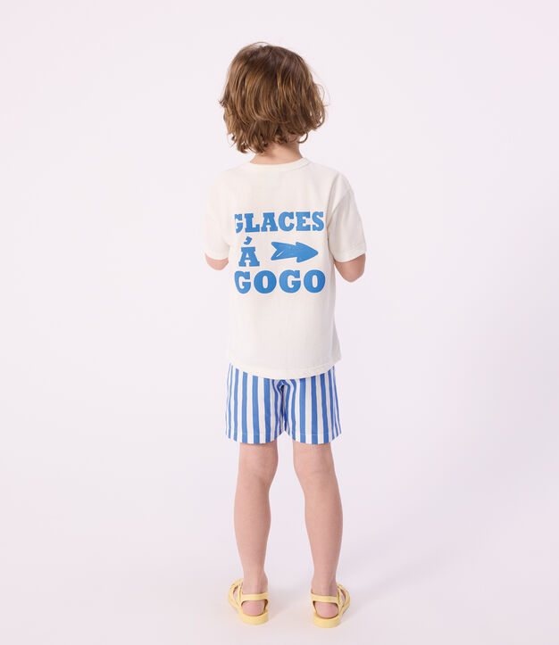 Kinder-Badeshorts mit Streifen blau/weiss