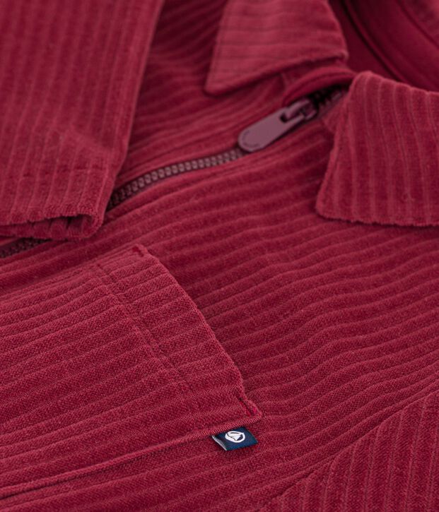 Langer Kinder-Overall aus einfarbigem Bouclette-Samt rot