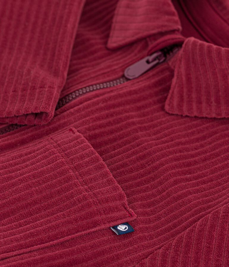 Langer Kinder-Overall aus einfarbigem Bouclette-Samt rot