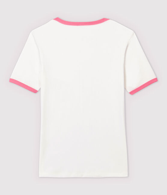 Damen-T-Shirt aus Baumwolle weiss MARSHMALLOW/rosa GRETEL