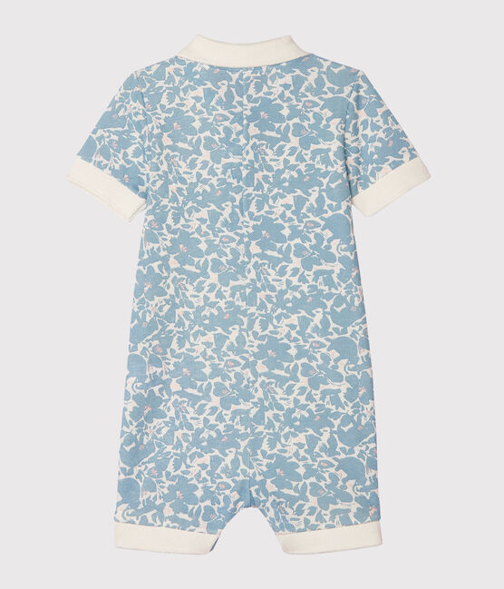 Gemusterter Baby-Polo-Kurzoverall für Jungen weiss MARSHMALLOW/weiss MULTICO