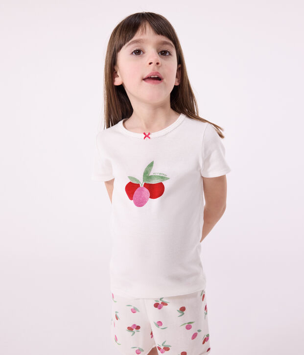 Kinder-Kurzpyjama aus Baumwolle mit Frucht-Motiv weiss/vielfarbig