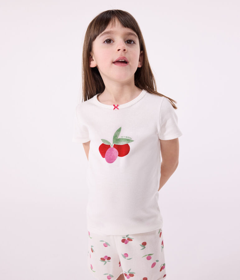 Kinder-Kurzpyjama aus Baumwolle mit Frucht-Motiv weiss MARSHMALLOW/weiss MULTICO