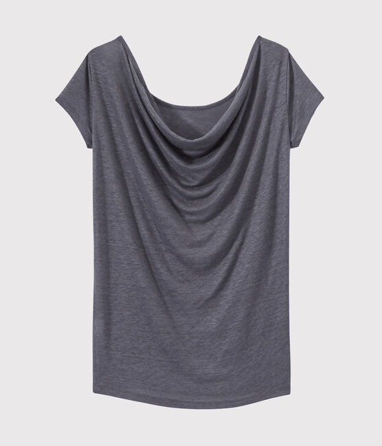 Damen T Shirt Mit Wasserfall Ausschnitt Aus Irisierendem Leinen Petit Bateau