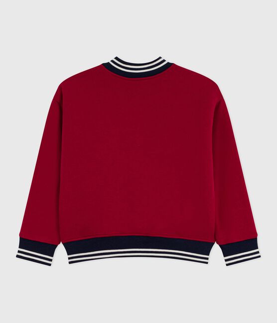 Kinder College-Jacke aus einfarbiger Baumwolle mit Sherpa-Futter AMARANTE