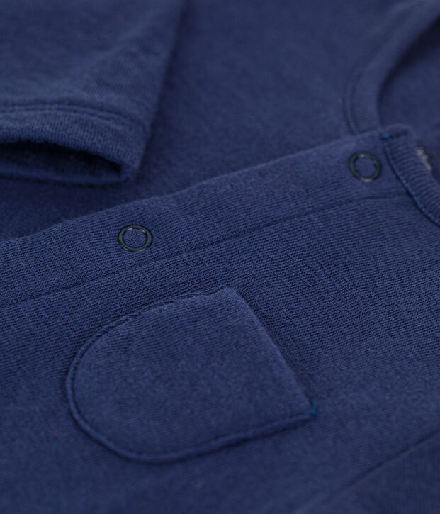 Langer einfarbiger Baby-Overall aus Bio-Doppeljersey blau