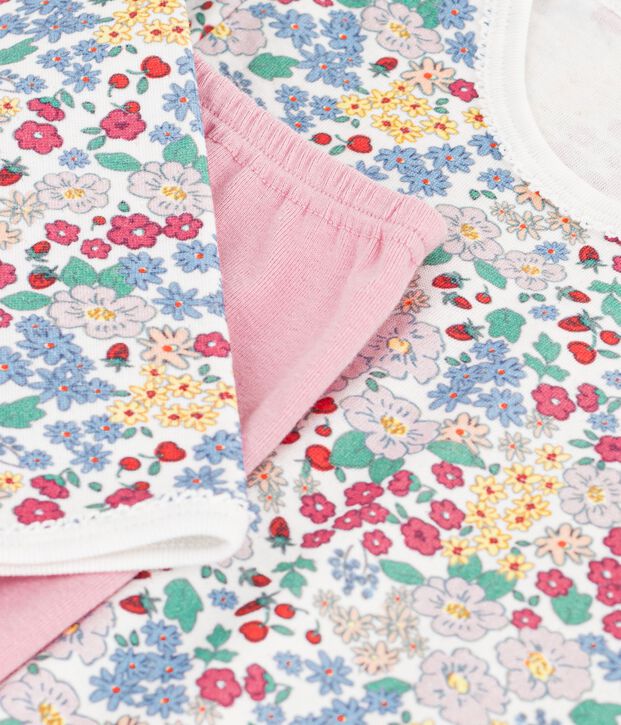 Kinder-Nachthemd und Leggings aus Doppeljersey mit Blumenmotiv rosa/vielfarbig